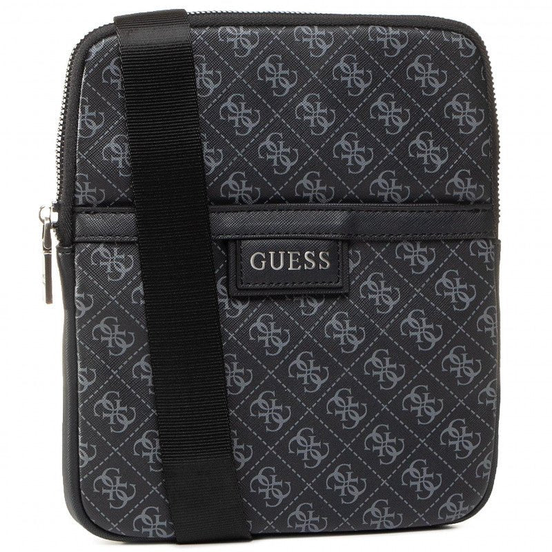Guess, Dan, Top piatto con zip, Borsa a tracolla in tessuto, Nero, Per uomini - Cosmova