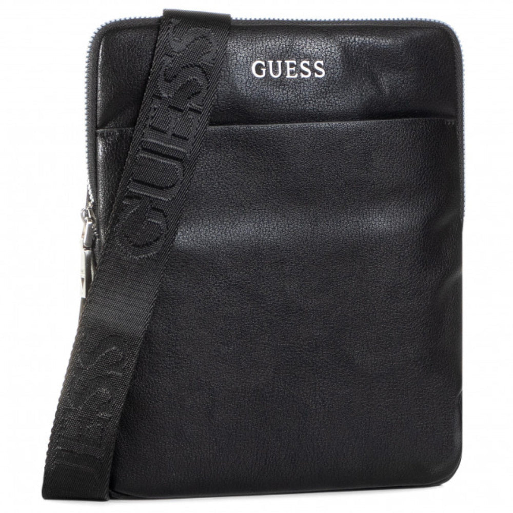 Guess, Scala, Top piatto con zip, Borsa a tracolla in tessuto, Nero, Per uomini - Cosmova