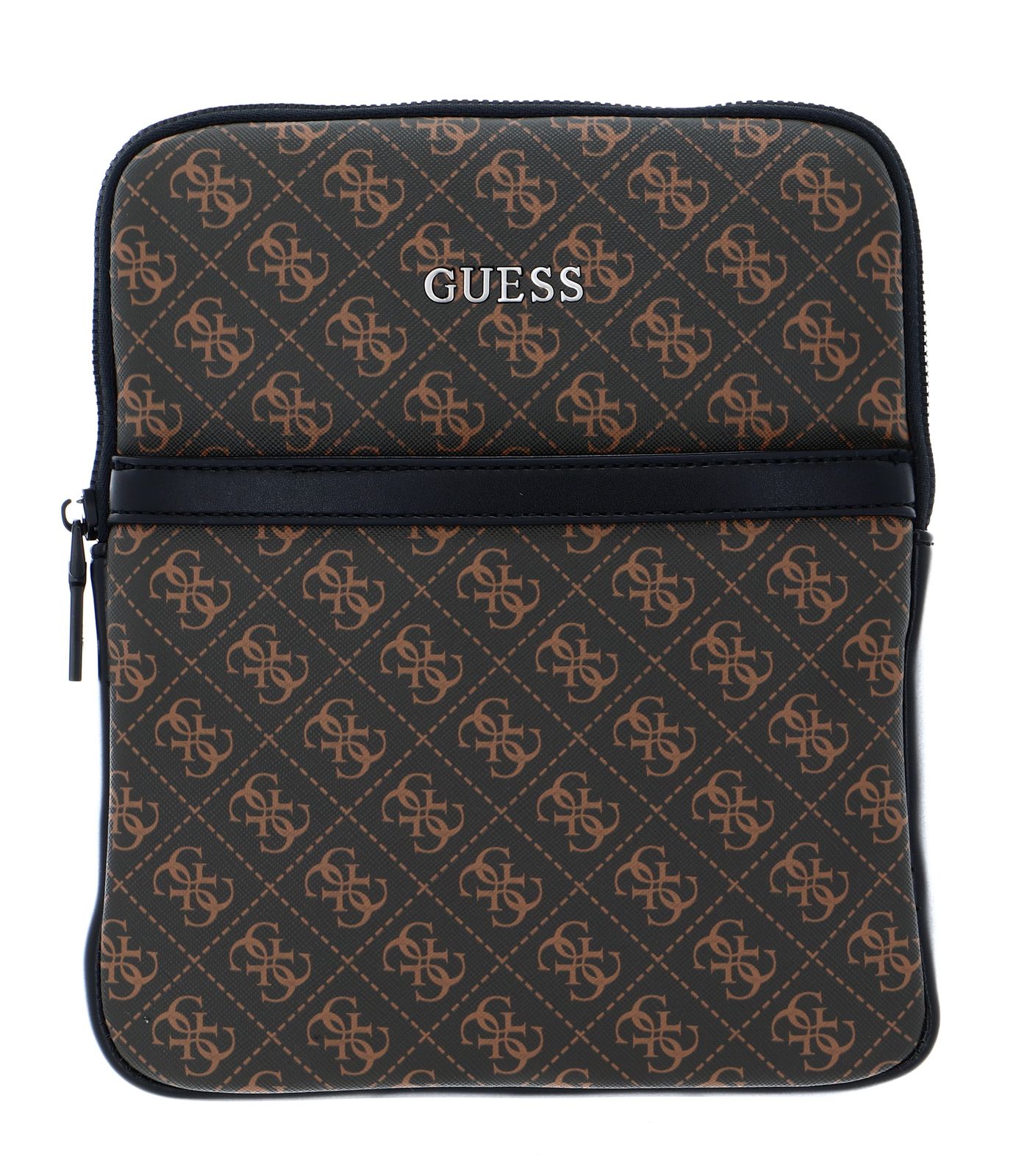 Guess, Vezzola, Top piatto con zip, Borsa a tracolla in tessuto, Marrone, Per uomini - Cosmova