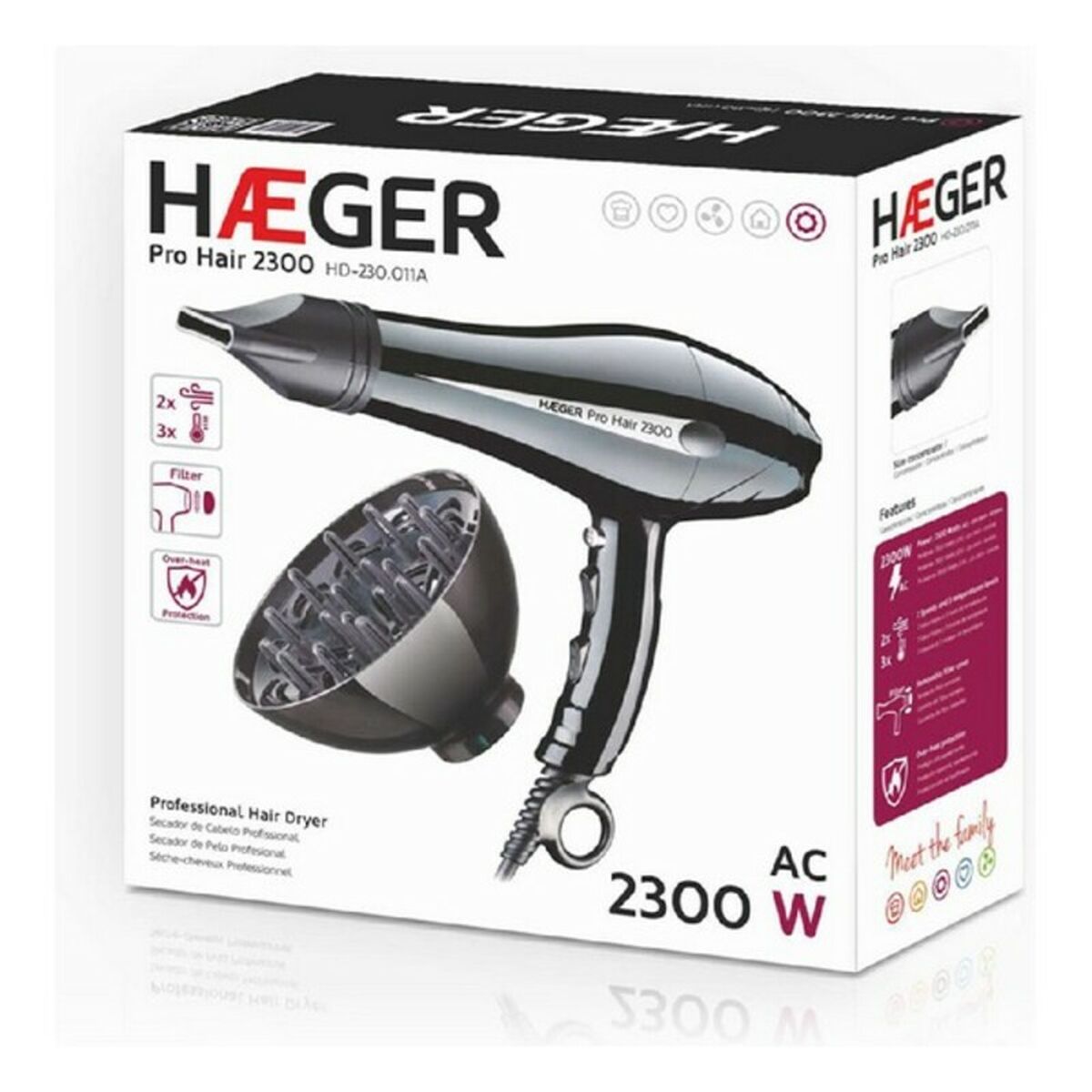 Sèche-cheveux Haeger HD-230.011B 2300 W noir 2300 W-1