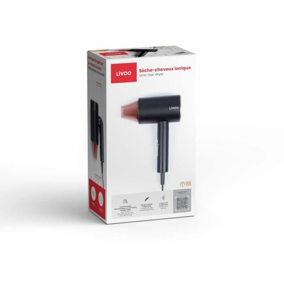Secador de Pelo Livoo DOS173 Negro/Rosa 1600 W-2