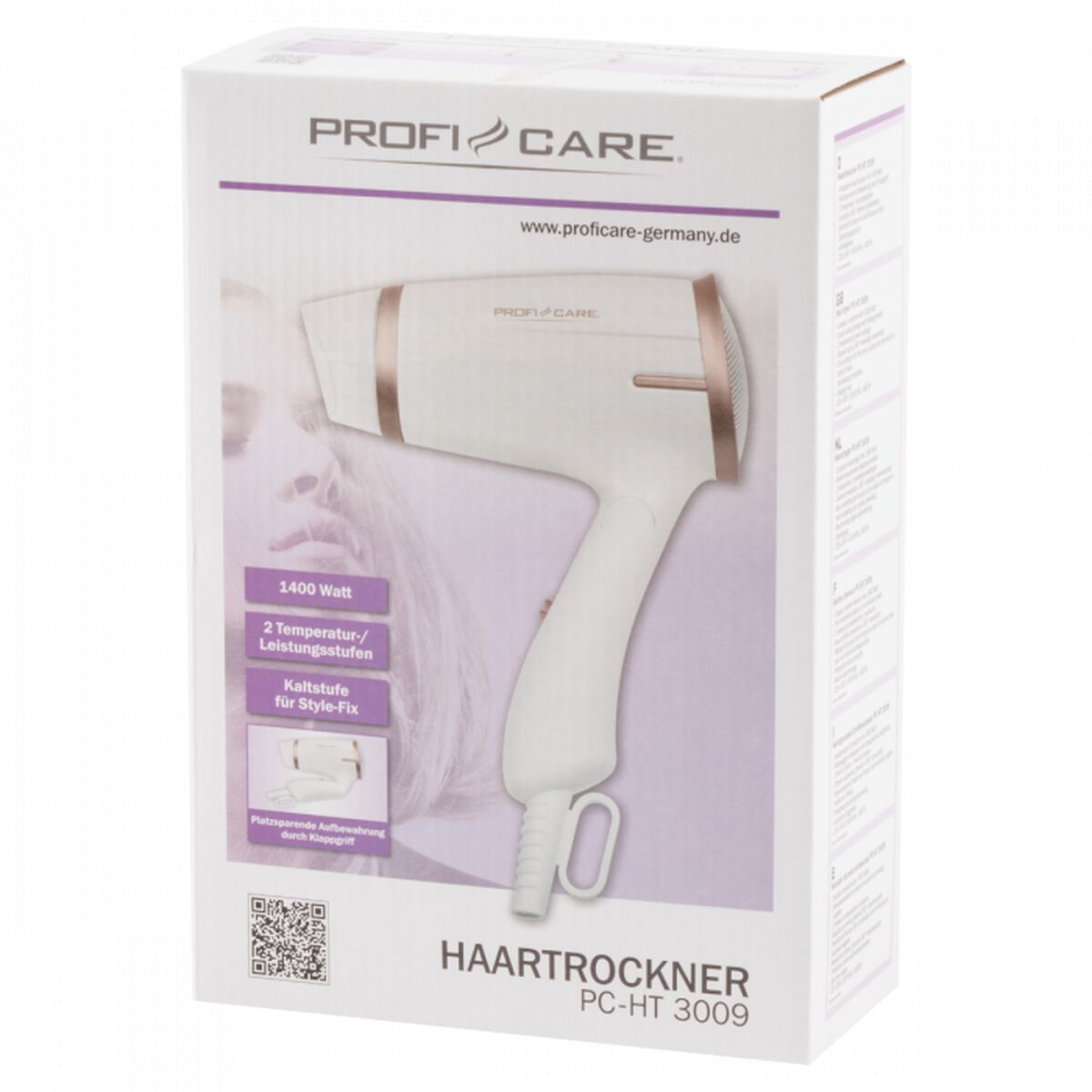 Haartrockner ProfiCare PC-HT 3009 Weiß Champagner bedruckt 1400 W-1