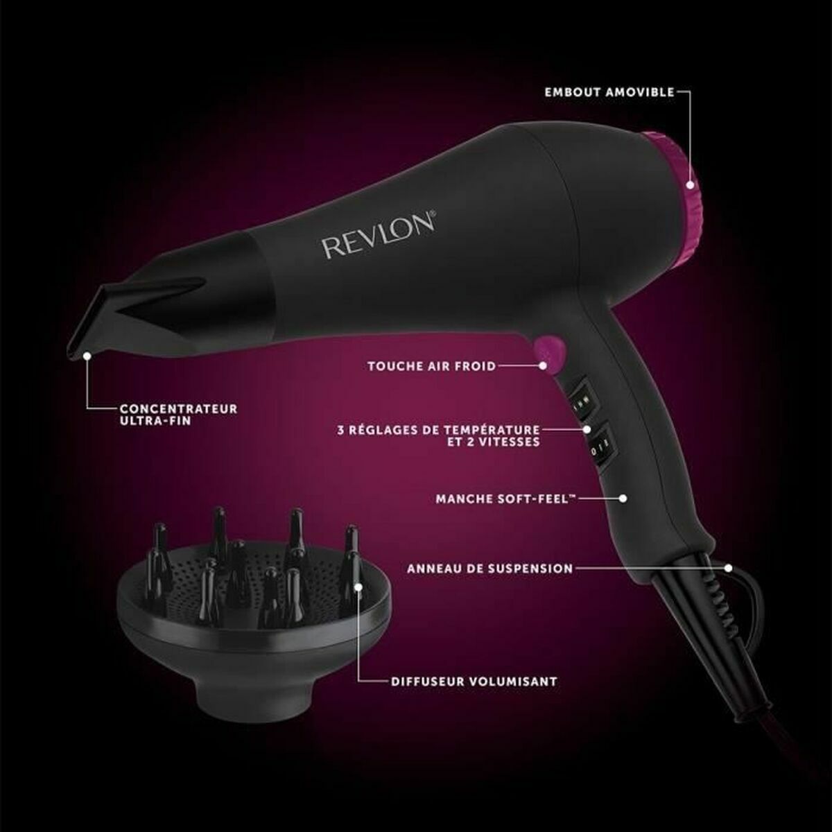 Sèche-cheveux Revlon RVDR5251E Noir 2000 W-12