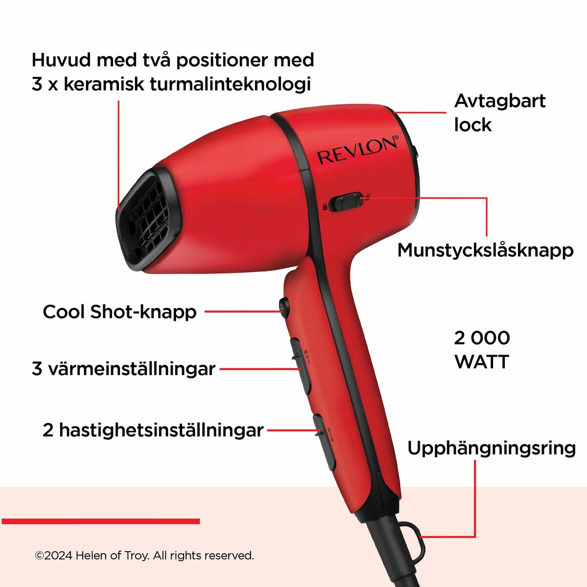 Asciugacapelli Revlon RVDR5320E Rosso 2000 W-2