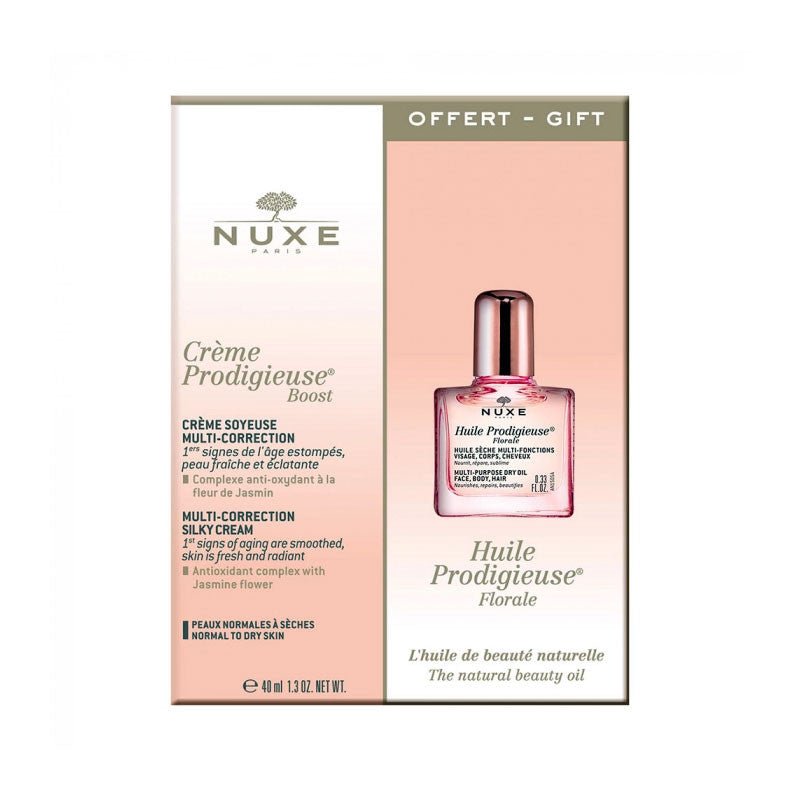 Huile Prodigieuse Florale Set Nuxe: Creme Prodigieuse Boost, Smoothing, Cream, For Face, 40 ml + Prodigieuse Florale, Anti-Ageing, Serum, For Face, 10 ml - Cosmova