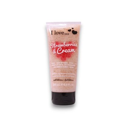 I Love, Capsuni si crema, Esfoliazione, Gel douche, 200 ml