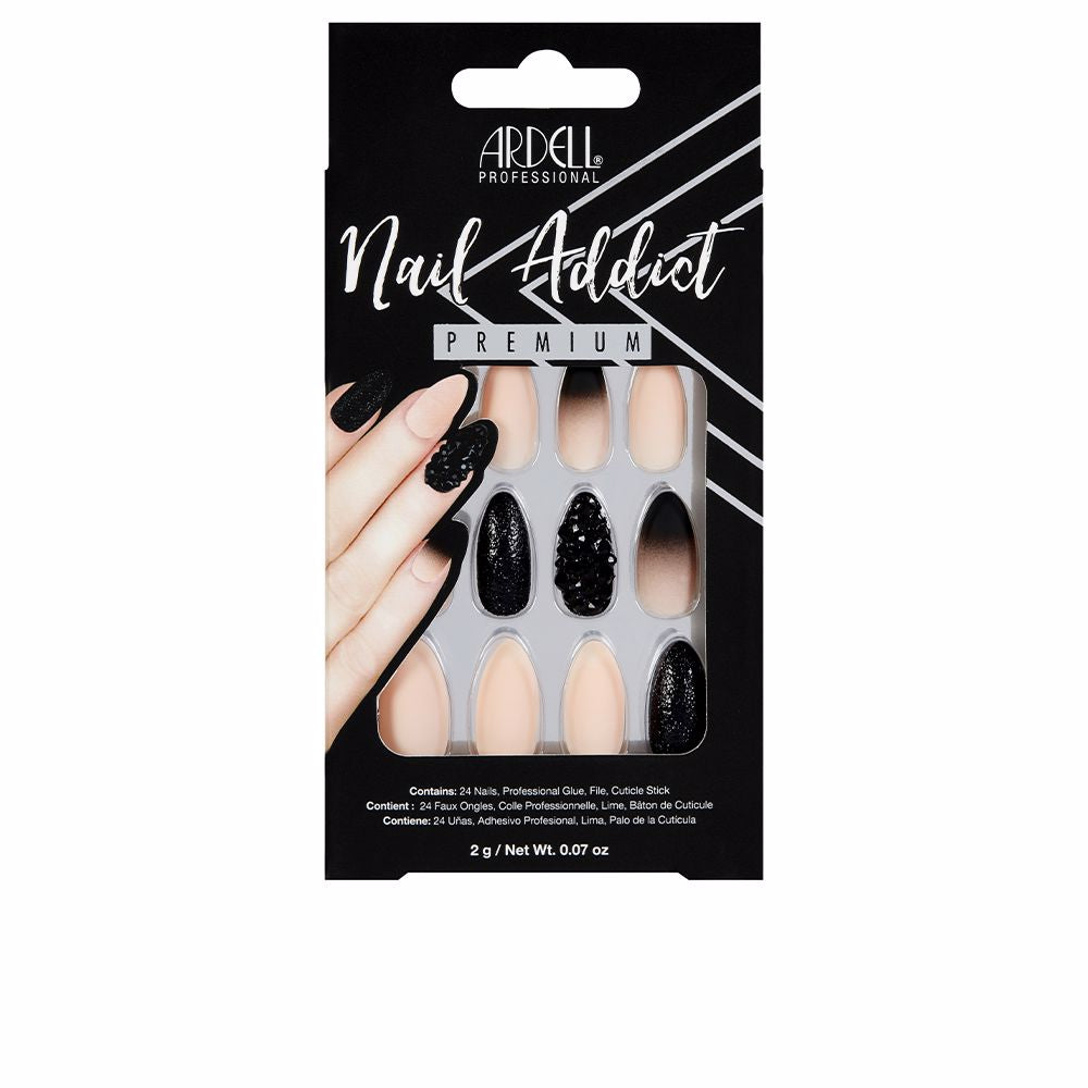 NAIL ADDICT black stud & pink ombre 1 u-0