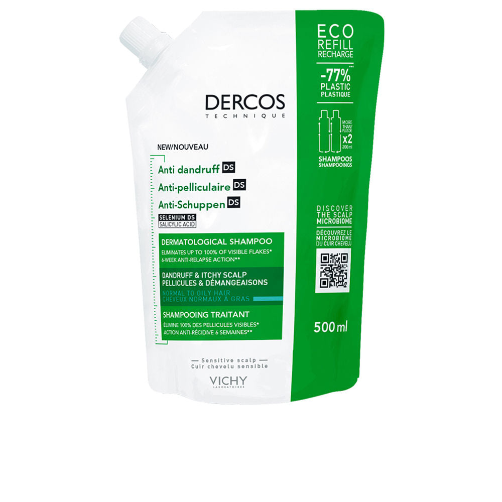 DERCOS shampoo antiforfora per capelli normali e grassi ecorefill 500 ml-0