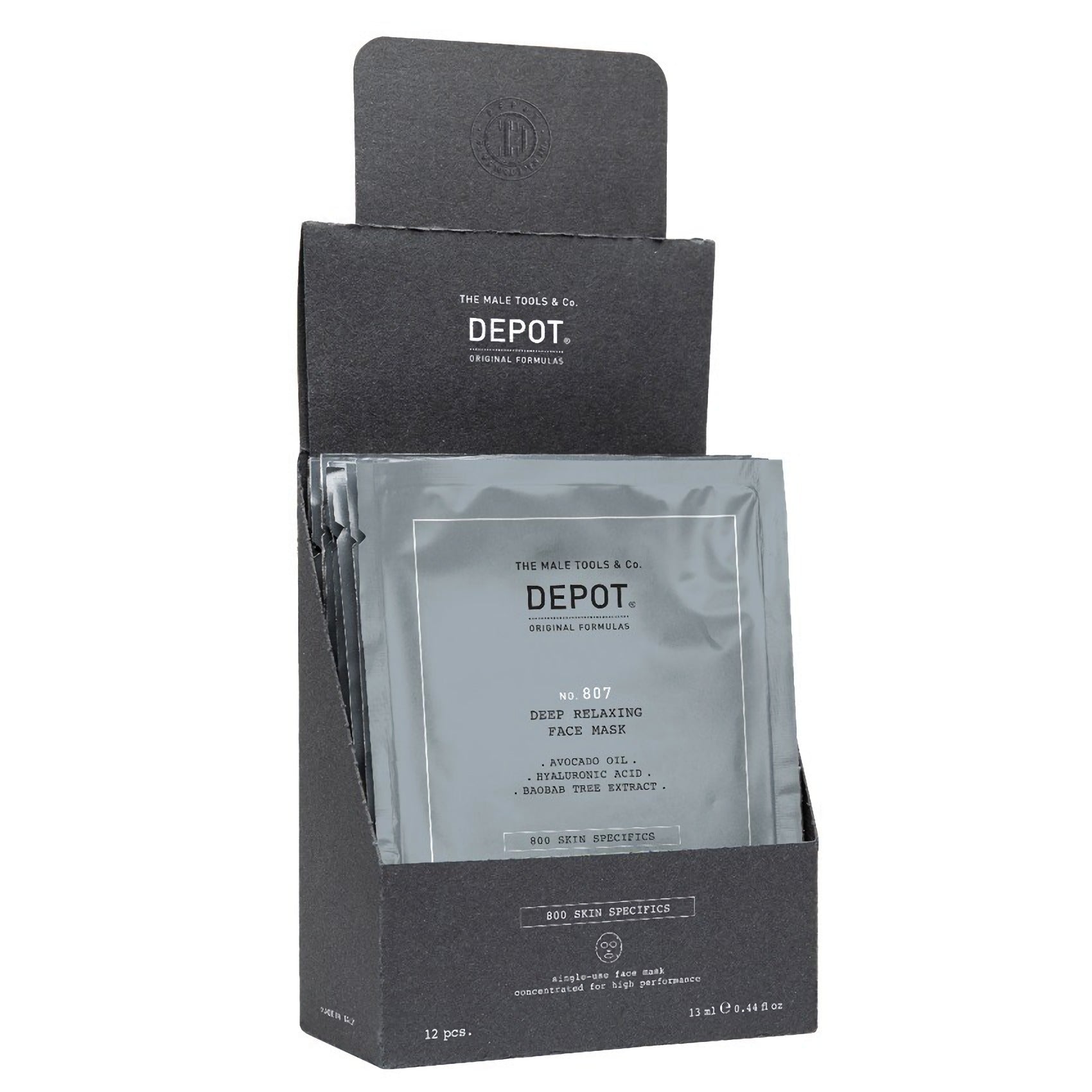 Impostare, Depot, 800 Skin Specifics No. 807, Acido ialuronico, Lenitivo/Idratante & Nutriente, Maschera per il viso, Per il viso, Giorno, 12 pz, 13 ml - Cosmova