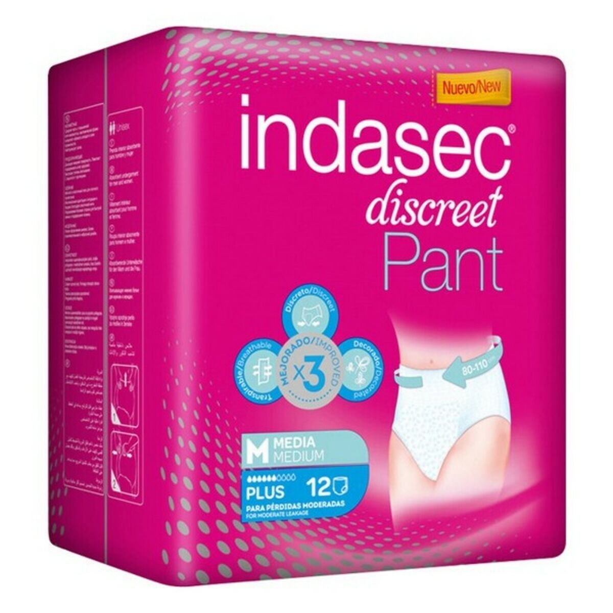 Incontinence Nappies Pant Plus Indasec Pant Plus (12 uds) 12 Units (Parapharmacy) - Cosmova