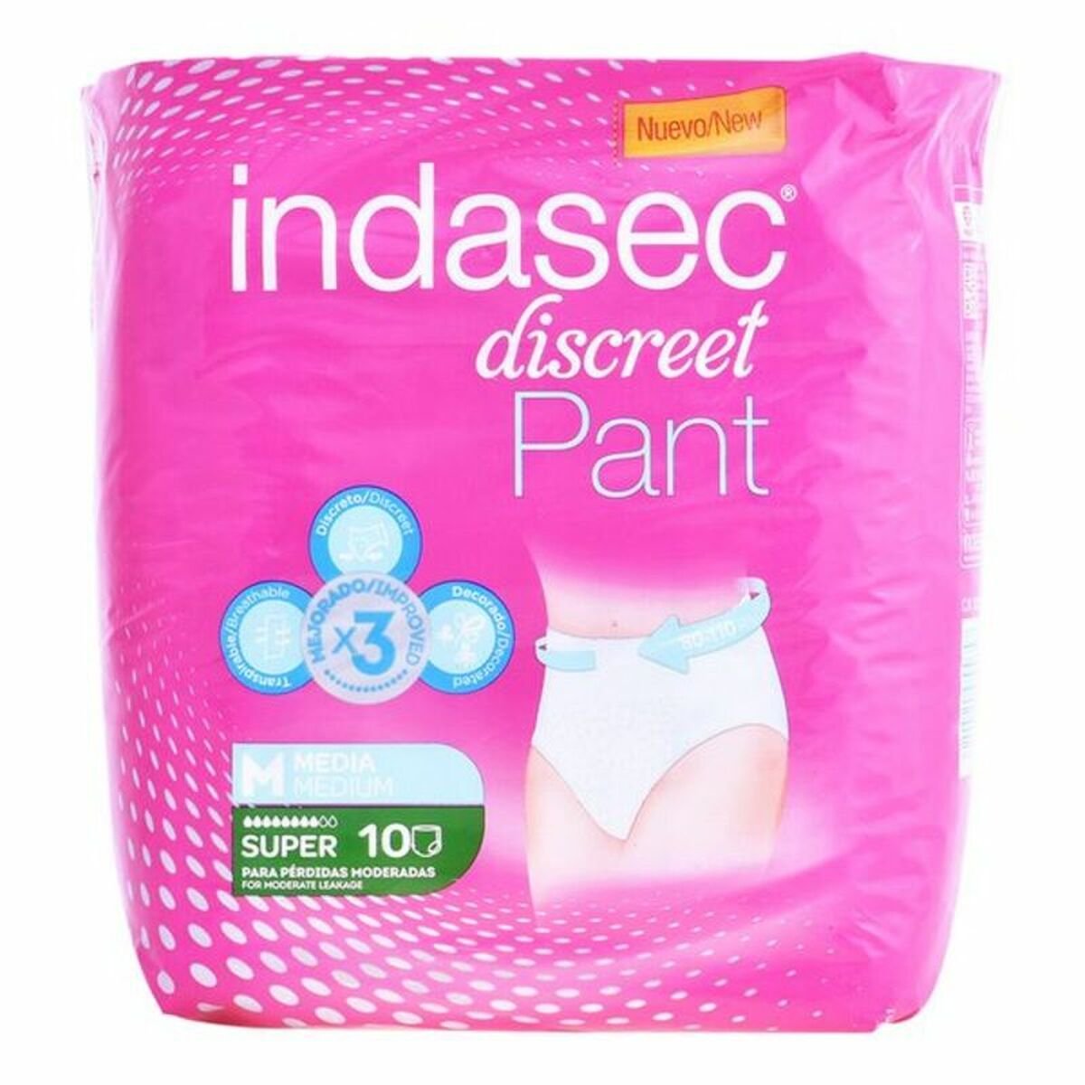 Incontinente Nappies Pant Super Talla Mediana Indasec Pant Super (10 uds)-0