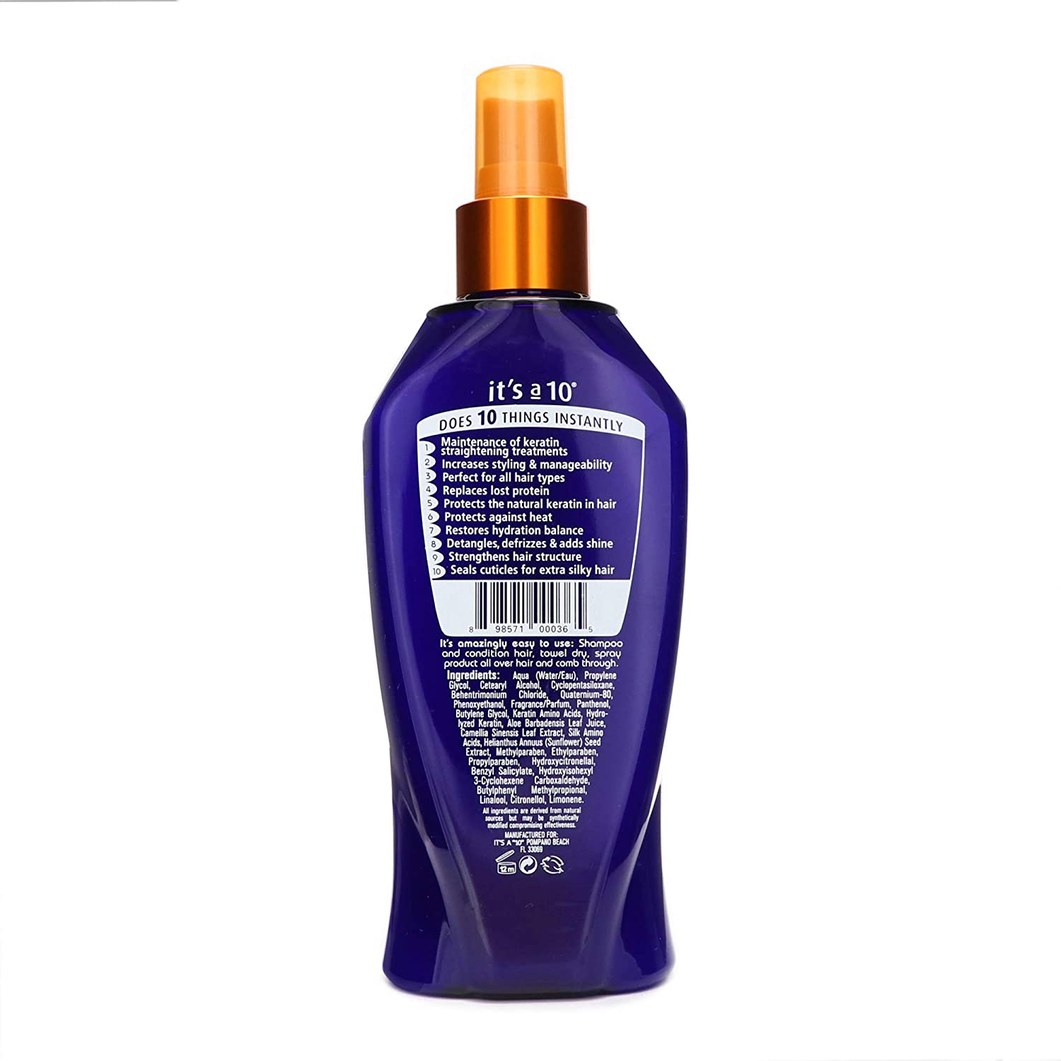 It's a 10, Miracle Deep Plus Keratin, Trattamento in crema senza risciacquo per capelli, Per l'idratazione, 295.7 ml - Cosmova