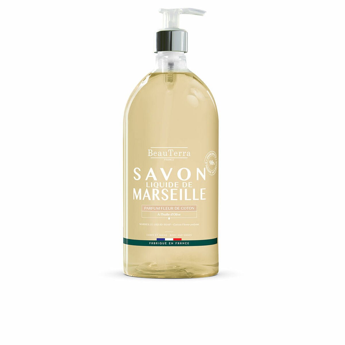 Savon Liquide Beauterra Savon de Marseille Fleur de Coton 1 L-0