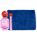 Luxury Naturals Perfumery Set Chopard: Happy Felicia Roses, Eau De Parfum, For Women, 100 ml + Happy Felicia Roses, Eau De Parfum, For Women, 10 ml + Chopard, Synthetic Leather, Textile Bag, Trouse Pouche, Blue, For Women, 2.4 x 9 x 6.2 cm - Cosmova