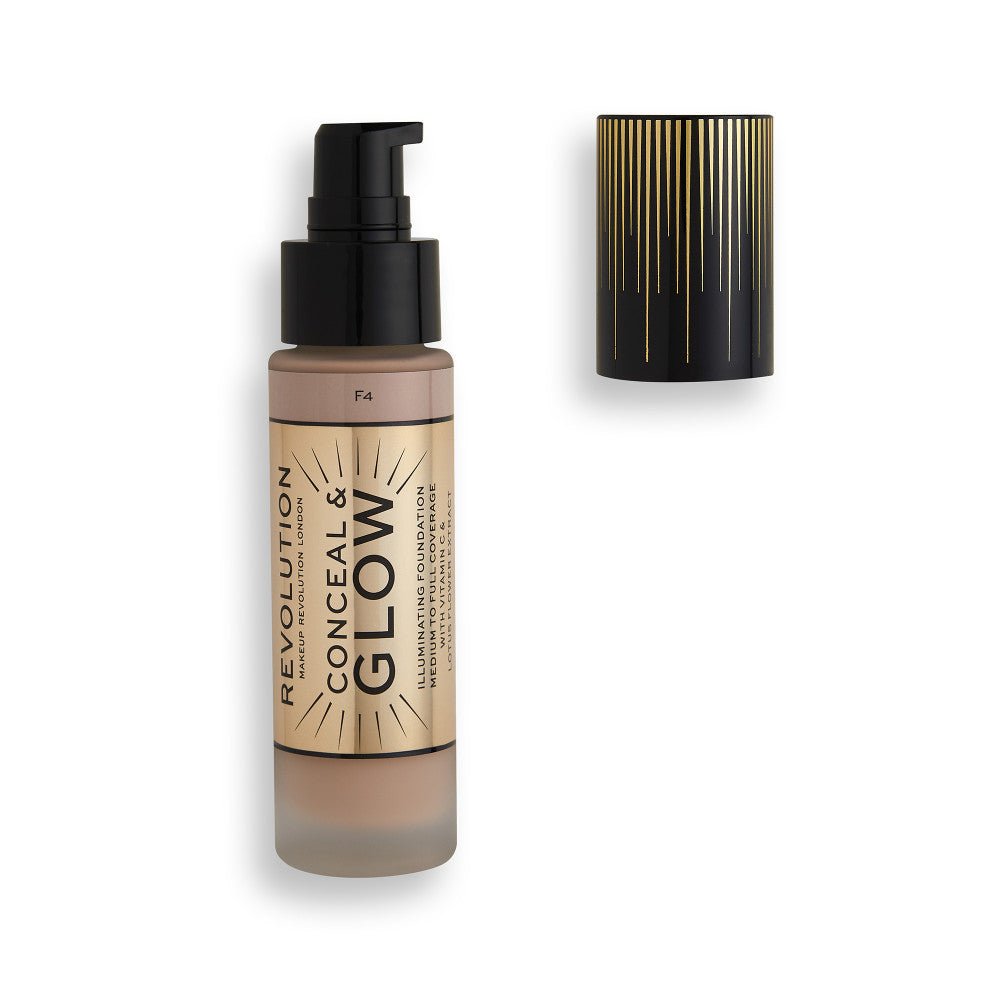 Makeup Revolution, Conceal & Glow, Illuminante, Fondotinta crema, F4, 23 ml - Cosmova