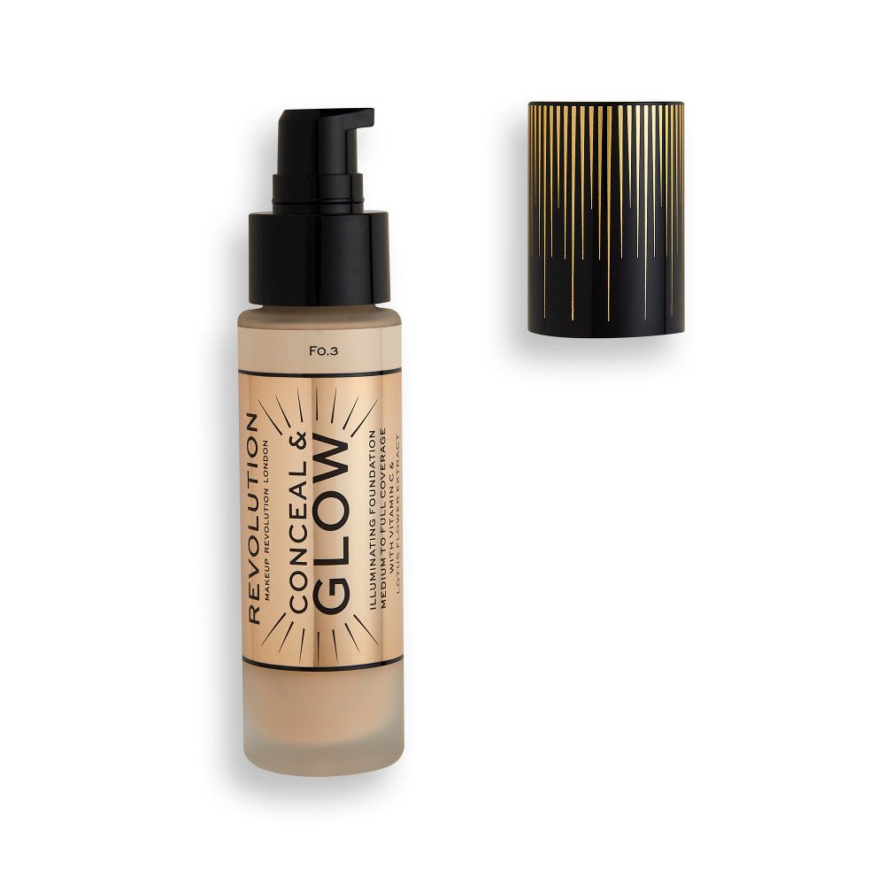 Makeup Revolution, Conceal & Glow, Illuminante, Fondotinta in crema, F3, 23 ml - Cosmova