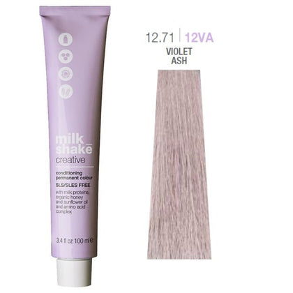 Milk Shake, Creative, Senza SLS/SLES, Tinta per capelli permanenti, 12.7112VA Violet Ash, 100 ml