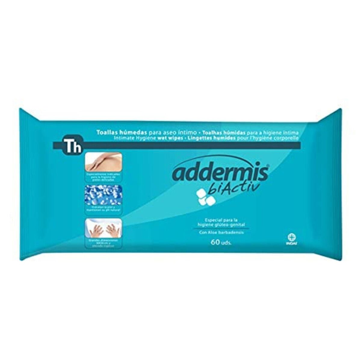 Moist Wipes ADDERMIS BIACTIV Indasec 889-0760 (60 uds) (60 uds) - Cosmova