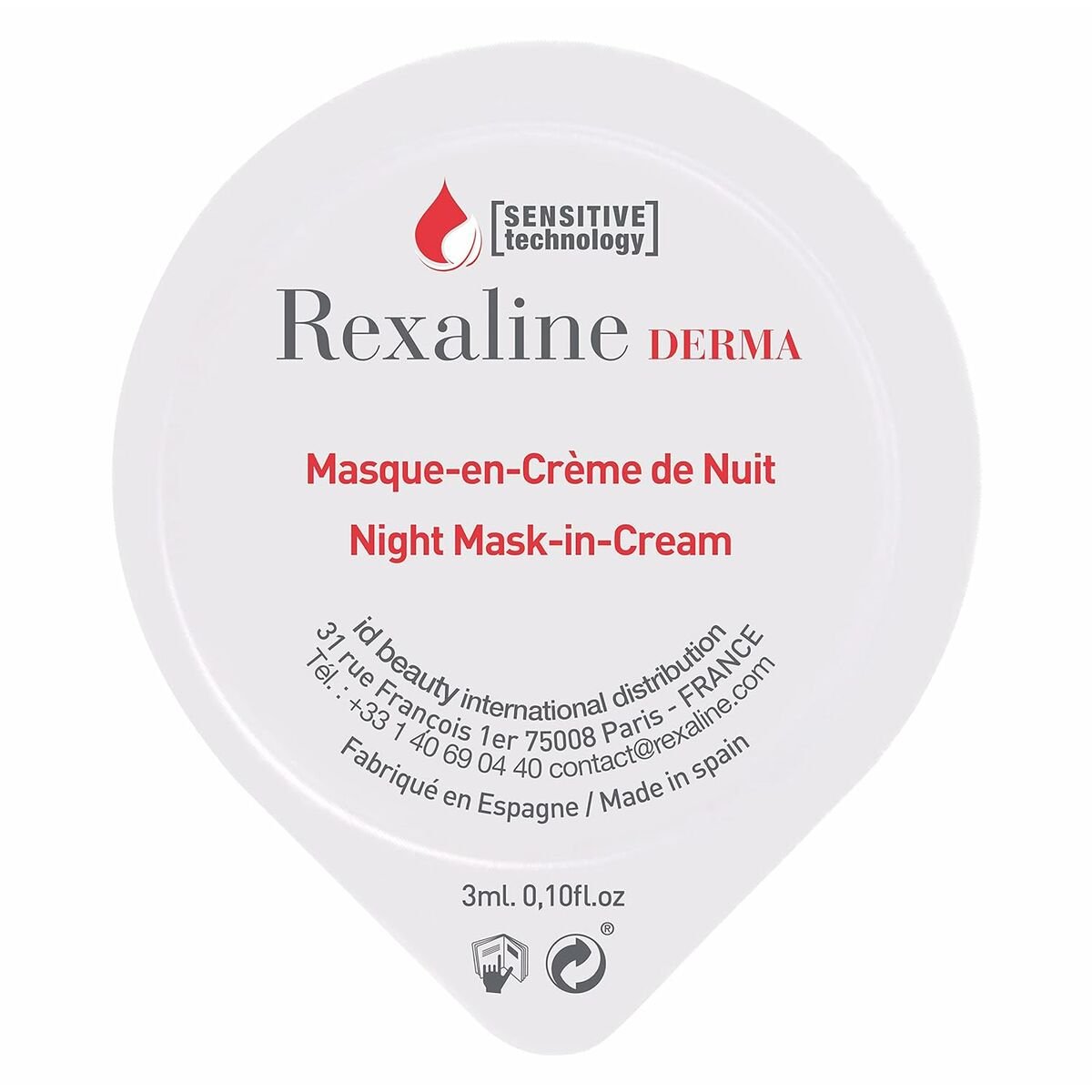 Moisturising Overnight Mask Rexaline Derma 3 ml x 6 Sensitive skin - Cosmova
