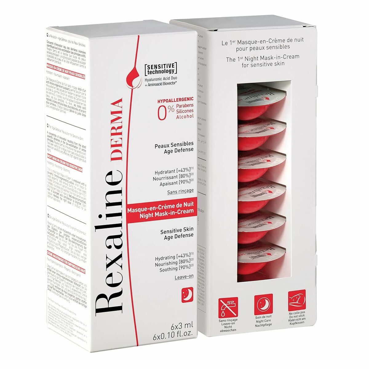 Moisturising Overnight Mask Rexaline Derma 3 ml x 6 Sensitive skin - Cosmova