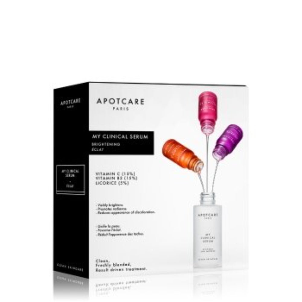 My Clinical Serum Set Apotcare: Vitamin C, Vitamin C, Brightening, Serum, For Face, 10 ml + Vitamin B3, Vitamin B3, Anti-Redness, Serum, For Face, 10 ml + Licorice, Oil-Free, Anti Spot, Day & Night, Serum, For Face, 10 ml - Cosmova