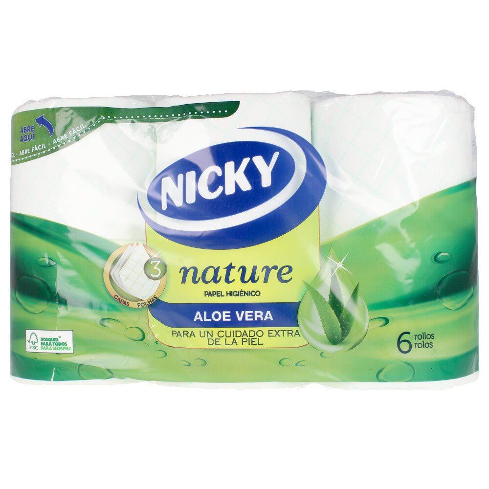 NATURE ALOE VERA papel higiénico 3 capas 6 u - Cosmova