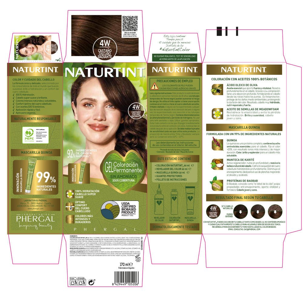 NATURTINT ammonia-free dye 4W-Radiant Dark Brown 170 ml - Cosmova