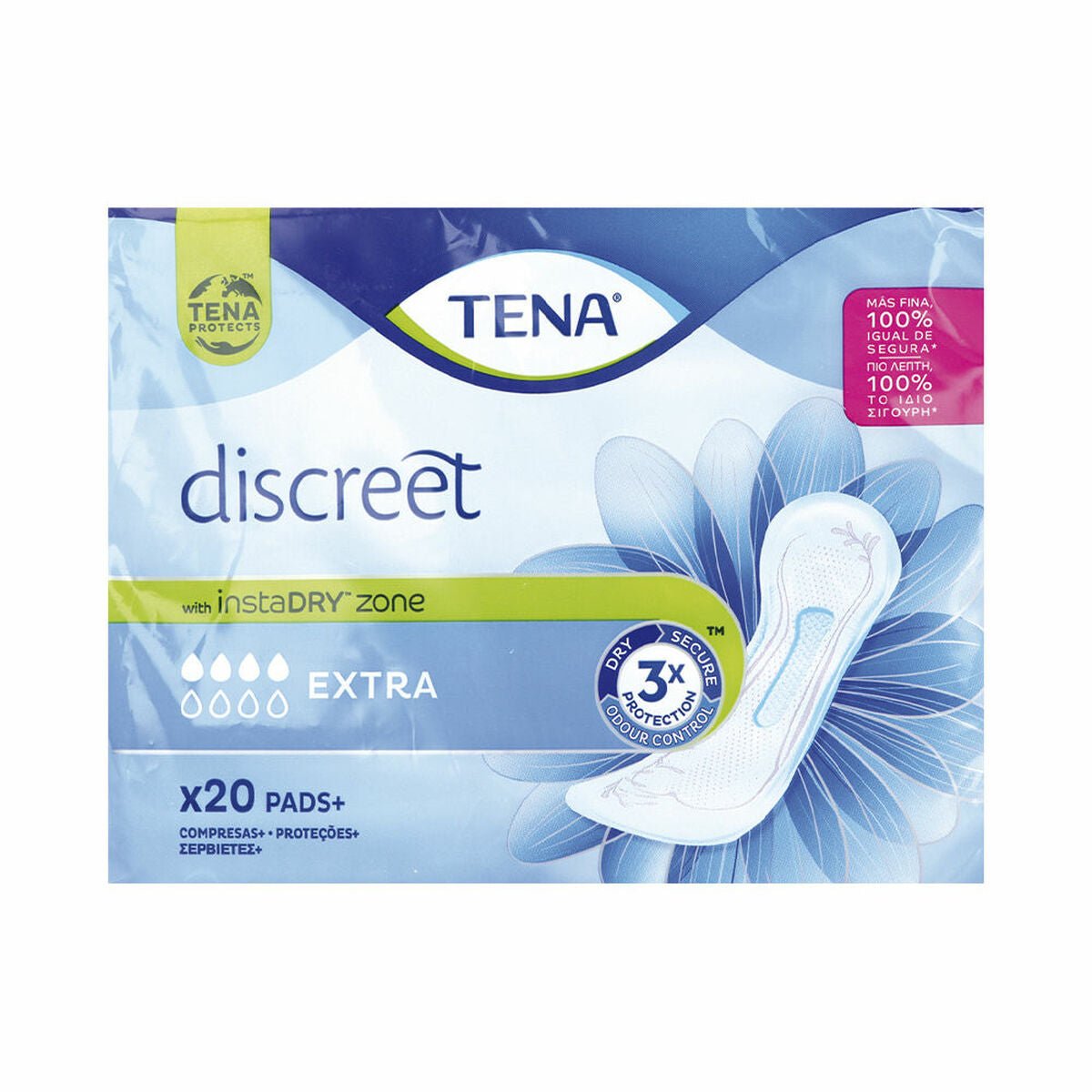 Normal sanitary pads without wings Tena Discreet Extra 20 Units - Cosmova