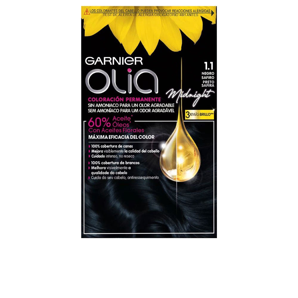 OLIA permanente Färbung ohne Alkohol #1.10-negro zafiro 1 u-0