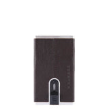 Piquadro, Black Square, Porta carte in pelle, Sistema scorrevole quadrato, PP4825B3R-TM, Marrone, Per uomini - Cosmova
