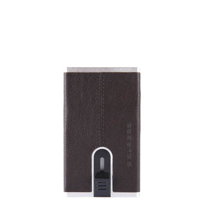 Piquadro, Black Square, Porta carte in pelle, Sistema scorrevole quadrato, PP4825B3R-TM, Marrone, Per uomini