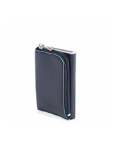 Piquadro, Blue Square, Porta carte in pelle, Sistema scorrevole quadrato con tasca portamonete con zip, PP5359B2R-BLU2, Blu, Per uomini - Cosmova