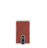 Piquadro, Blue Square, Porta carte in pelle, Sistema scorrevole quadrato, PP4891B3R, Marrone, Per uomini - Cosmova