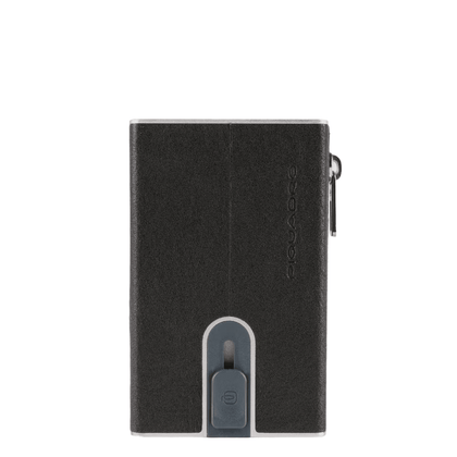 Piquadro, Piquadro, Porta carte in pelle, Sistema scorrevole quadrato, PP5585B3R, Nero, Per uomini