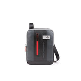 Piquadro, Urban, Custodia per iPad, Borsa a tracolla in pelle, Nero/Grigio, CA1816UB00, 21 x 27 x 6 cm, Per uomini - Cosmova