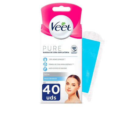 PURE WAX BANDS sensitive pelle viso 40 u