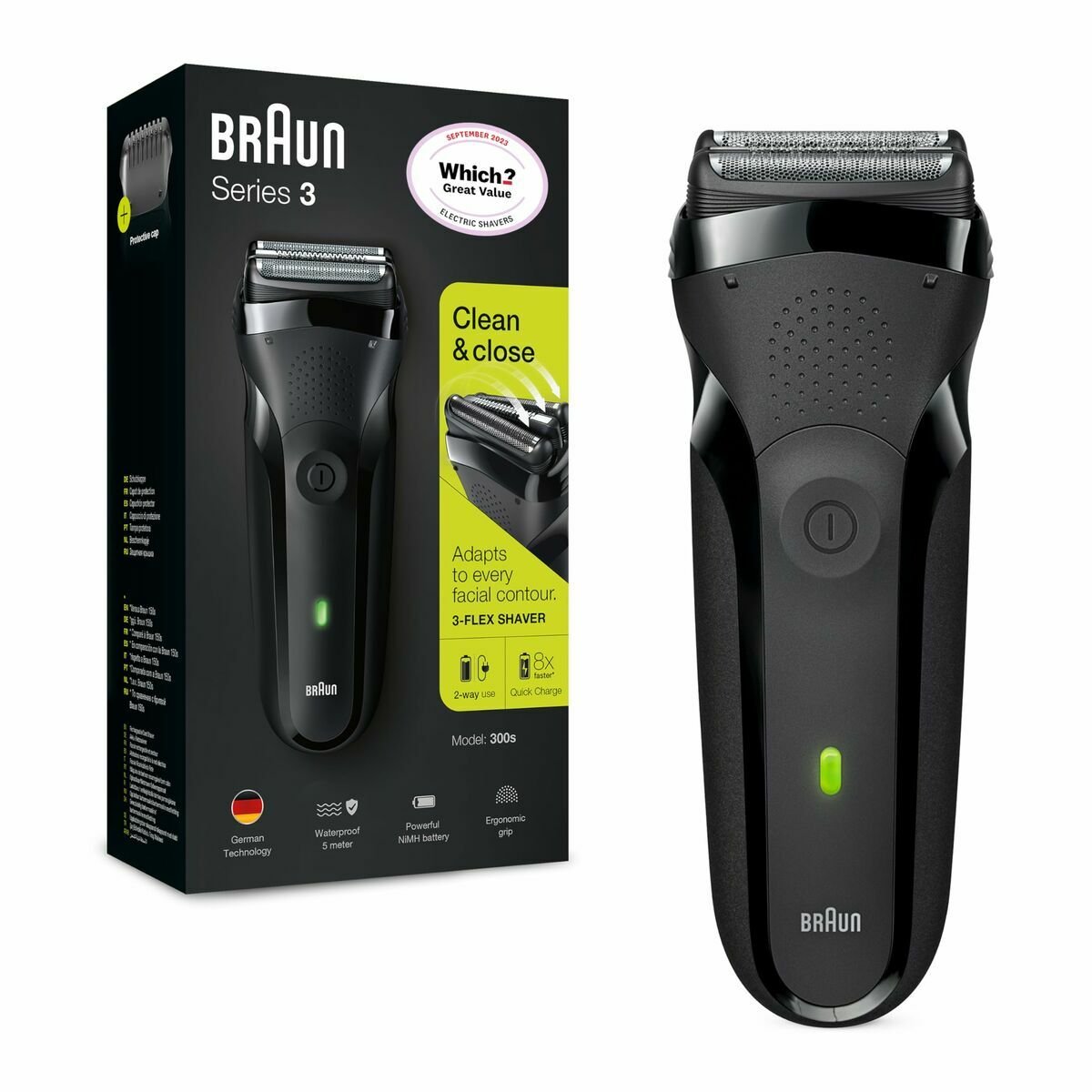 Afeitadora Eléctrica Recargable Braun 3-300S Carga Rápida-5