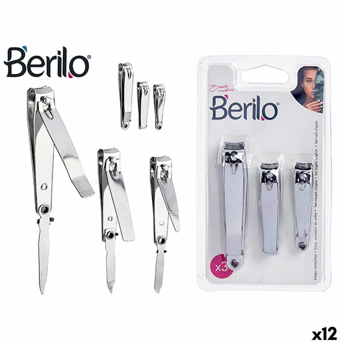 Nail clipper Berilo 1703239 Silver Metal (12 Units)-0