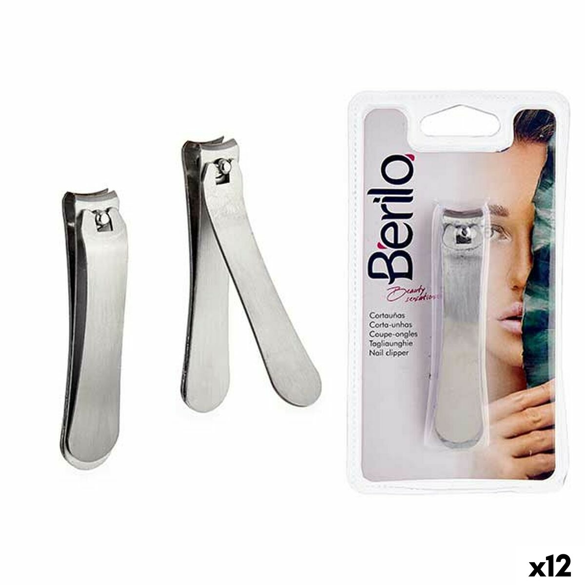 Nail clipper Berilo 1703240 Silver Metal (12 Units)-0