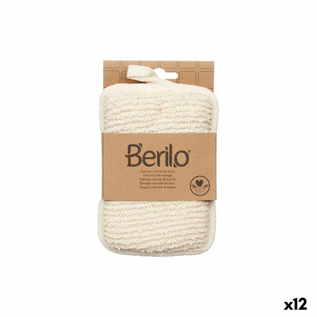 Éponge Corporelle Berilo B7081-6 Blanc Beige 11 x 16,5 x 2 cm (12 Utés)-0