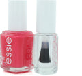 Set Essie: Nail Enamel, Vegan, Glossy Shine Finish, Nail Polish, 72, Peach Daiquiri, 13.5 ml + Nail Care - Good To Go, Top Coat, Nail Strengthening Lacquer, 5 ml - Cosmova