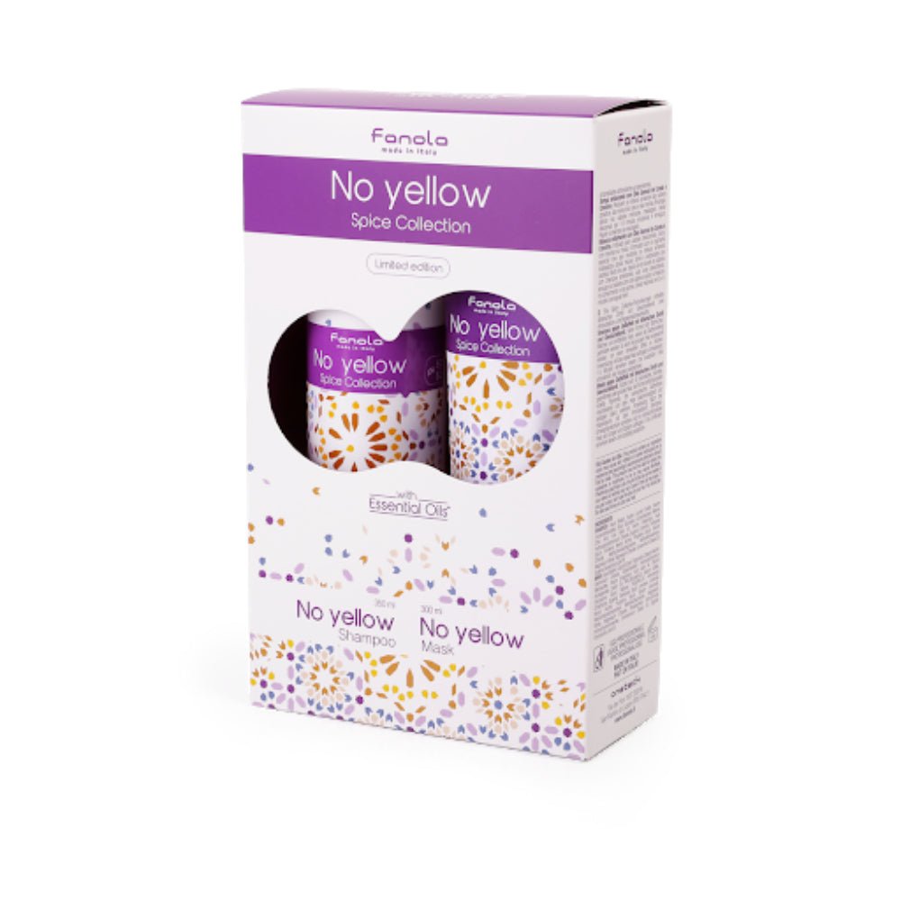 Set Fanola: No Yellow Spice Collection, Hair Treatment Cream Mask, For Neutralisation Of Yellow Tones, 300 ml + No Yellow Spice Collection, Hair Shampoo, For Neutralisation Of Yellow Tones, 350 ml - Cosmova