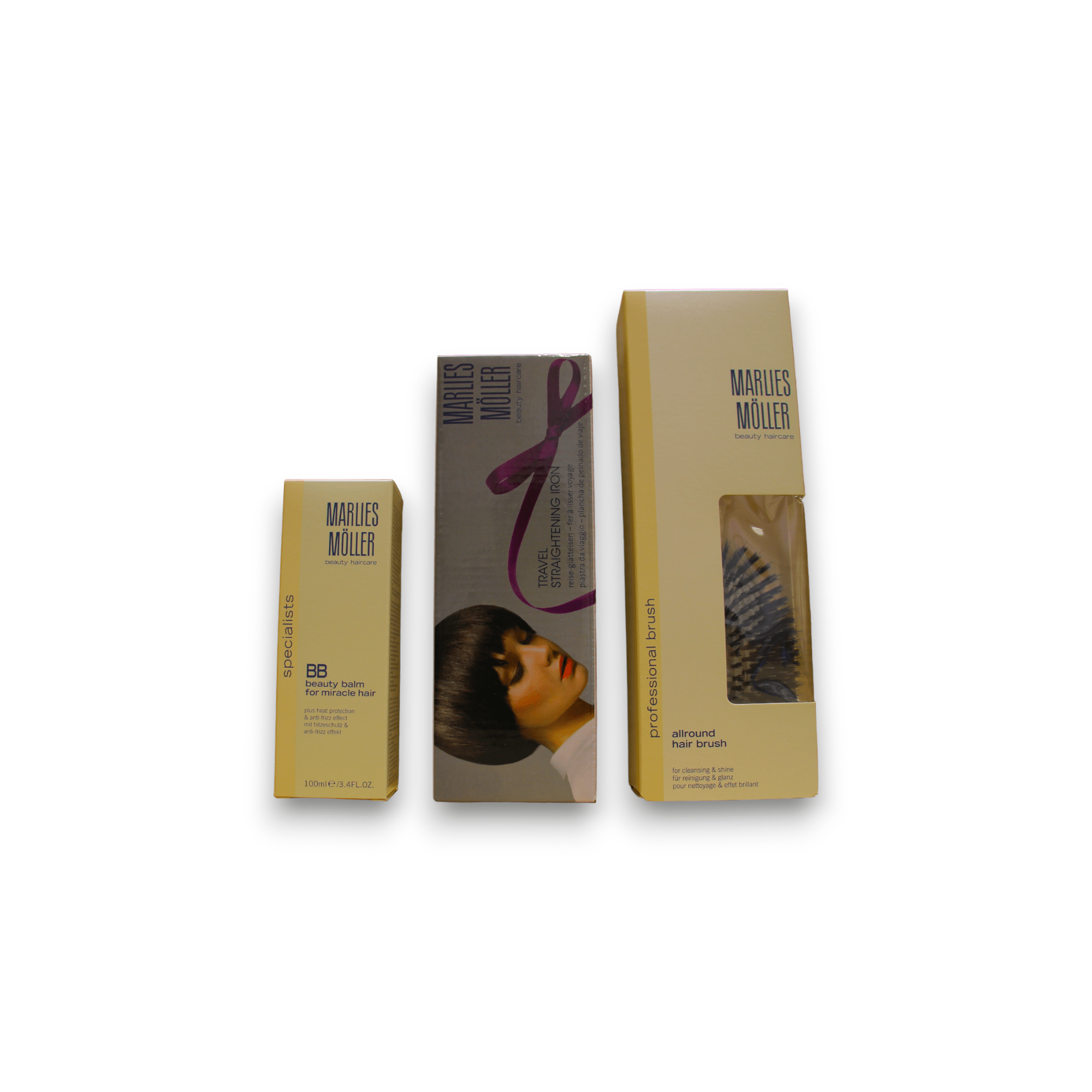 Set Marlies Moller: Specialists, Keratin, Hair Oil Conditioner, Sleek & Shine, 100 ml + Marlies Moller, Paddle, Hair Brush + Specialists, Keratin, Hair Shampoo, Sleek & Shine, 200 ml - Cosmova