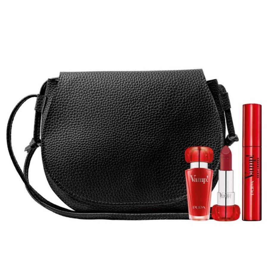 Set Pupa: Vamp!, Paraben-Free, Volume, Cream Lipstick, 301, Intense Red, 3.5 g + Vamp! Sexy Lashes, Paraben-Free, Mascara, 011, Sexy Black, 12 ml - Cosmova