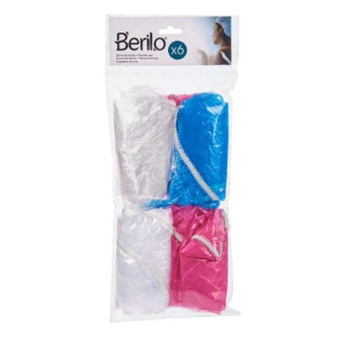 Shower Cap Berilo HD092835 Multicolour 28 cm Plastic Set (12 Units) - Cosmova