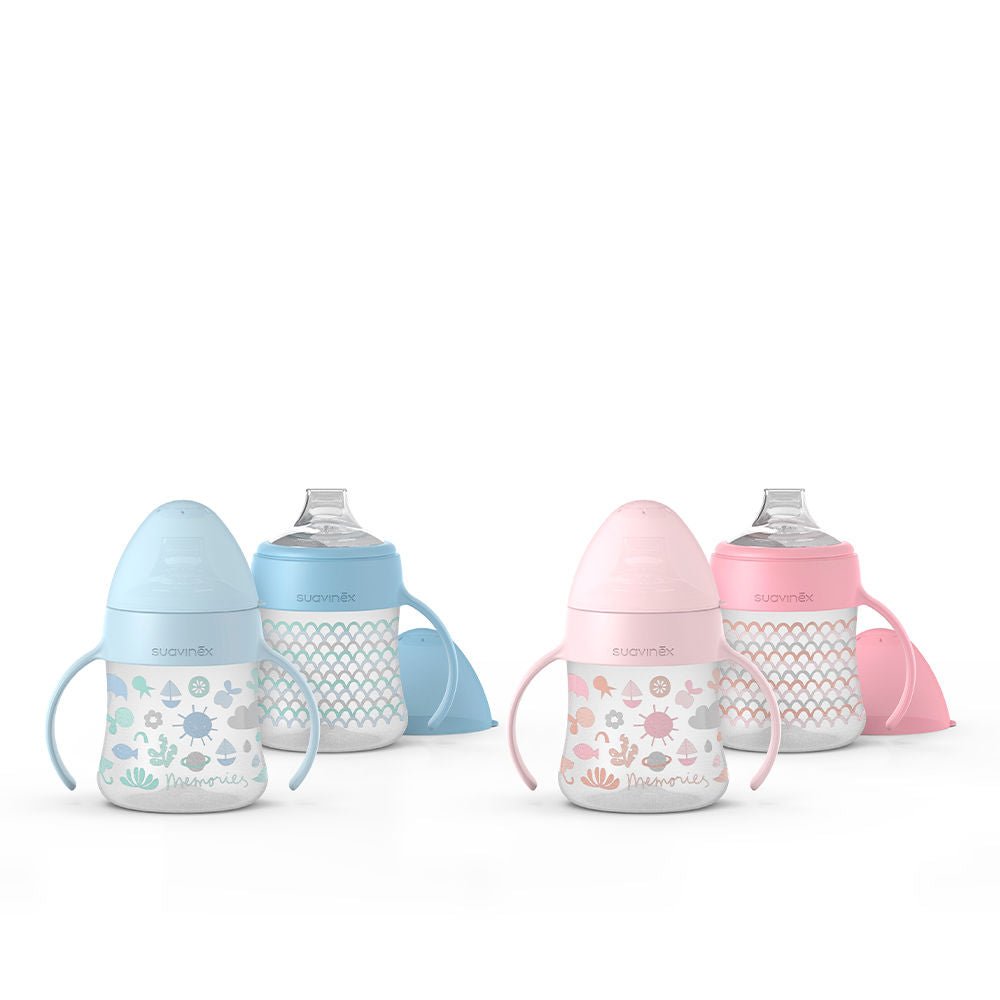 Bouteille d'entraînement en silicone avec poignées anti-déversement + 4M First 150 ml-0