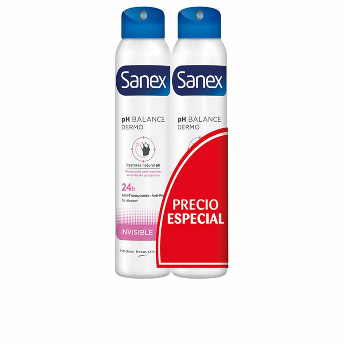 Spray Deodorant Sanex Invisible 2 Units 200 ml - Cosmova