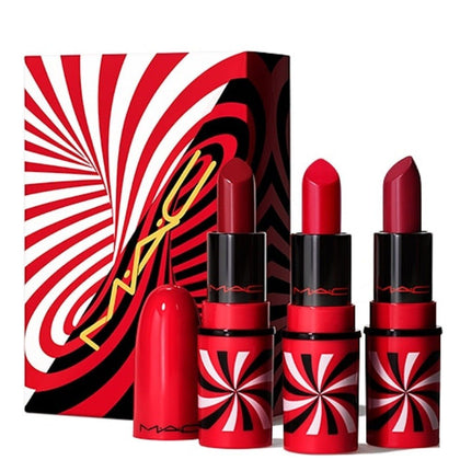 Tiny Tricks Set MAC: Mini, Matt, Creme-Lippenstift, Awe-Spicious, 1,8 g *Miniatur + Mini, Matt, Creme-Lippenstift, Snappy-Go-Lucky, 1,8 g *Miniatur + Mini, Matt, Creme-Lippenstift, Sleight Of Grand, 1,8 g *Miniatur