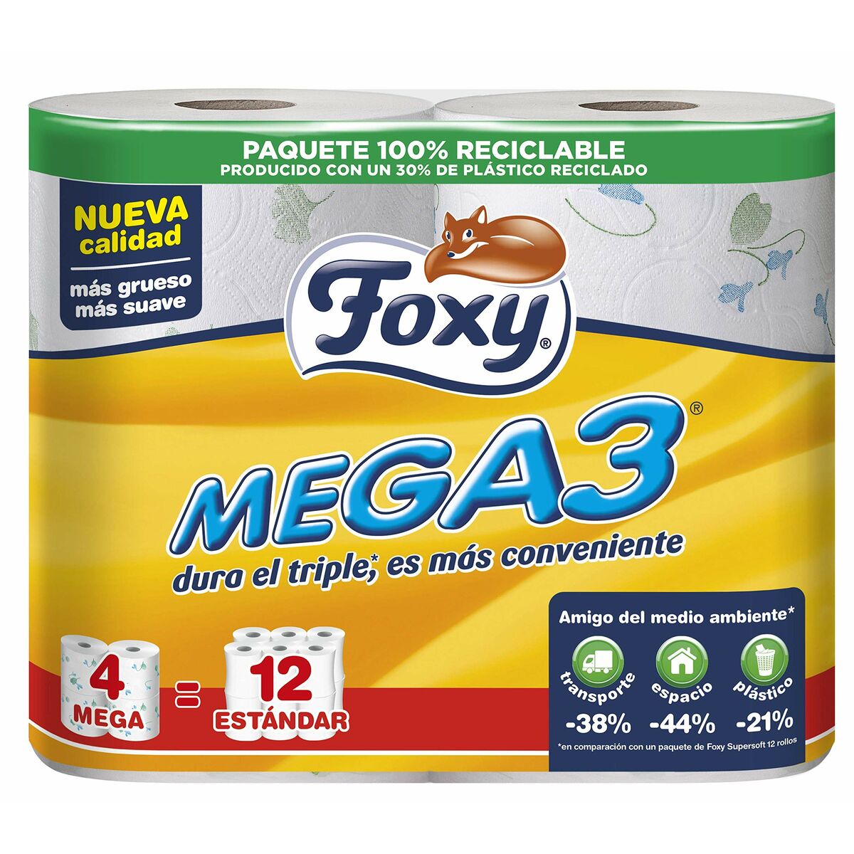 Toilet Roll Foxy Mega3 (4 Units) - Cosmova