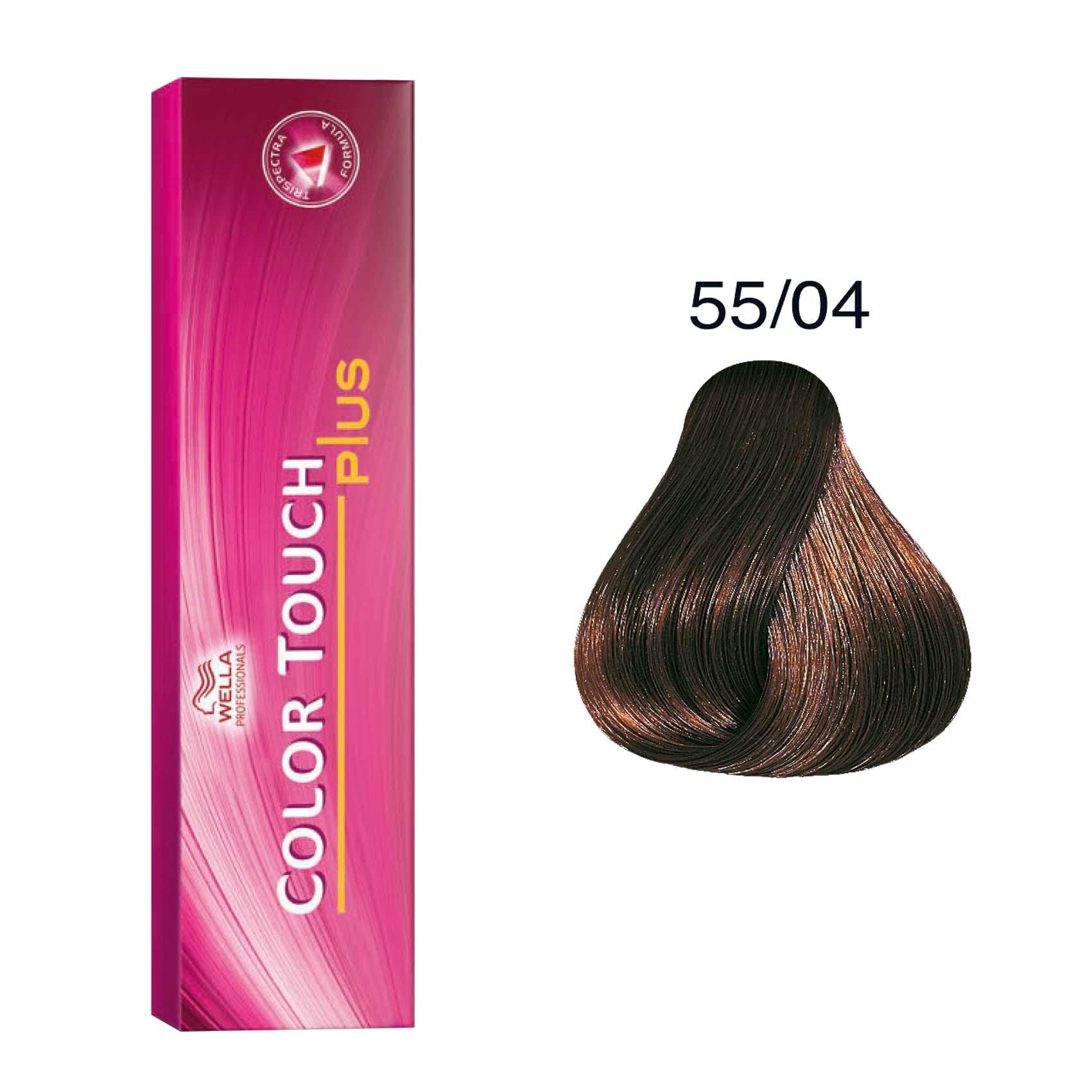 Wella Professionals, Color Touch Plus, Senza ammoniaca, Tintura per capelli semi-permanente, 55/04 Intense Light Natural Red Brown, 60 ml - Cosmova